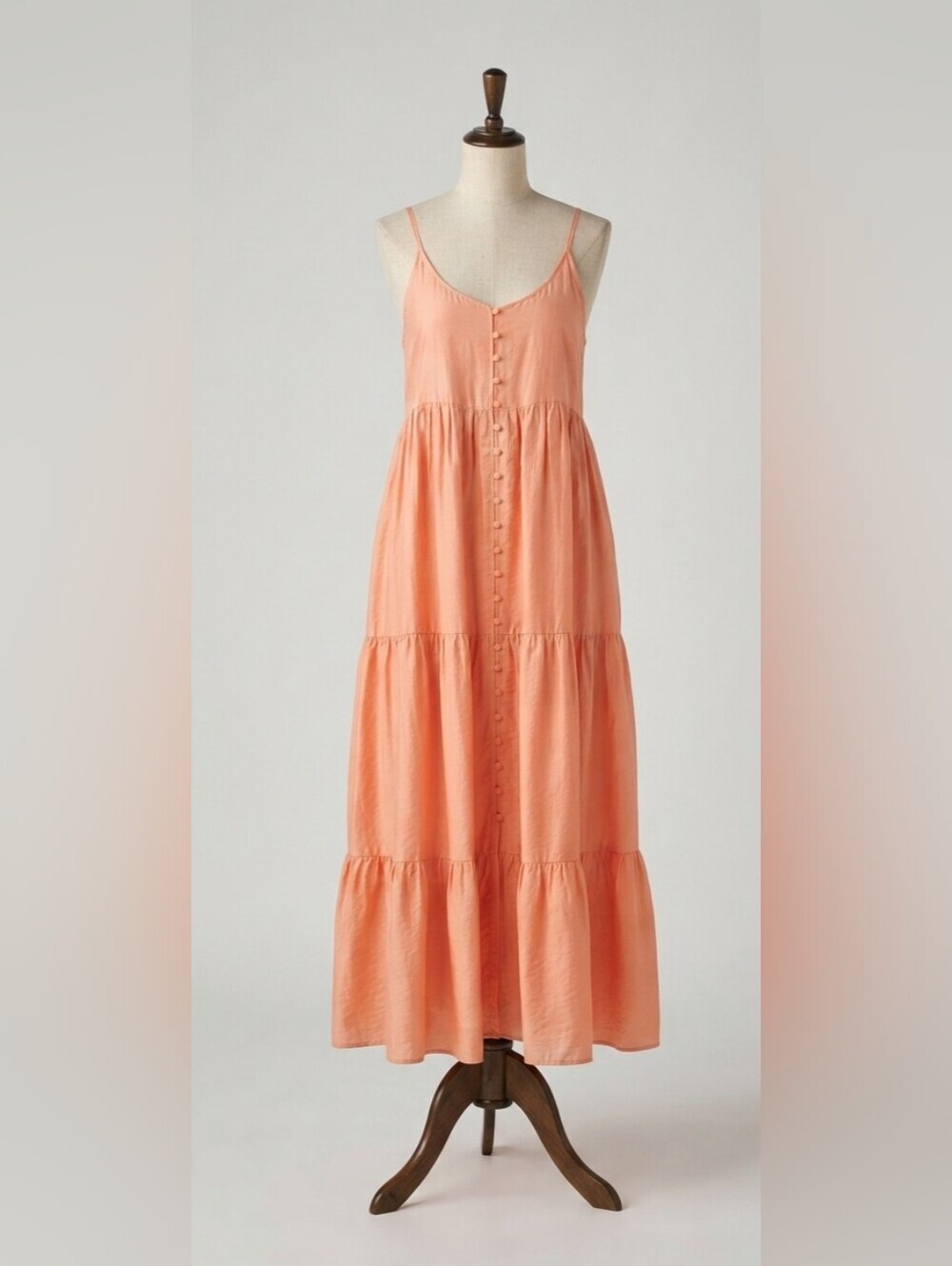 💫 Coral Endless Rose Feminine Boho Tiered Dress Button Detail Size Small NWT
